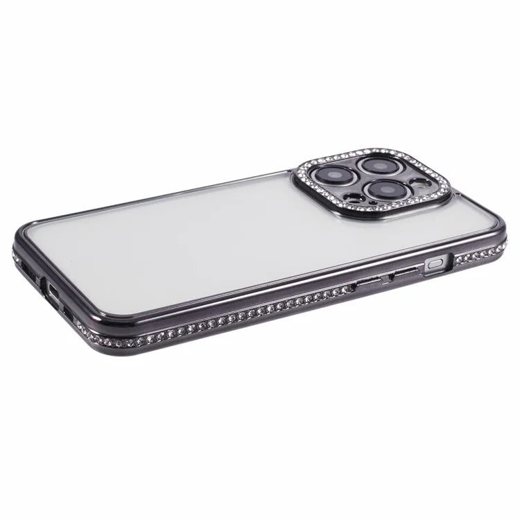 For iPhone 15 Pro Max TPU Case Rhinestones Decor Protective Phone Cover