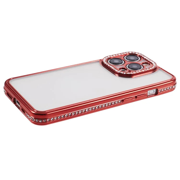 For iPhone 15 Pro Max TPU Case Rhinestones Decor Protective Phone Cover