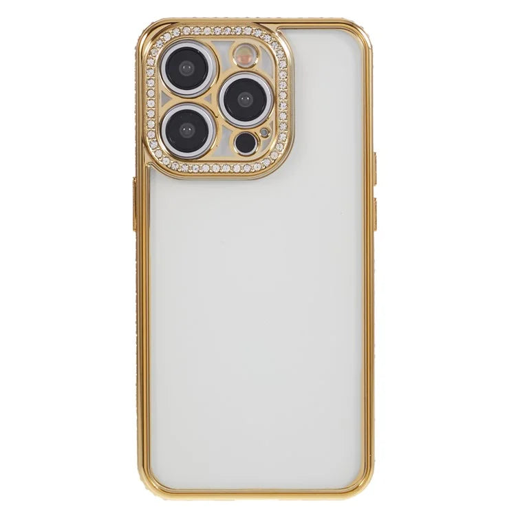 For iPhone 15 Pro Max TPU Case Rhinestones Decor Protective Phone Cover