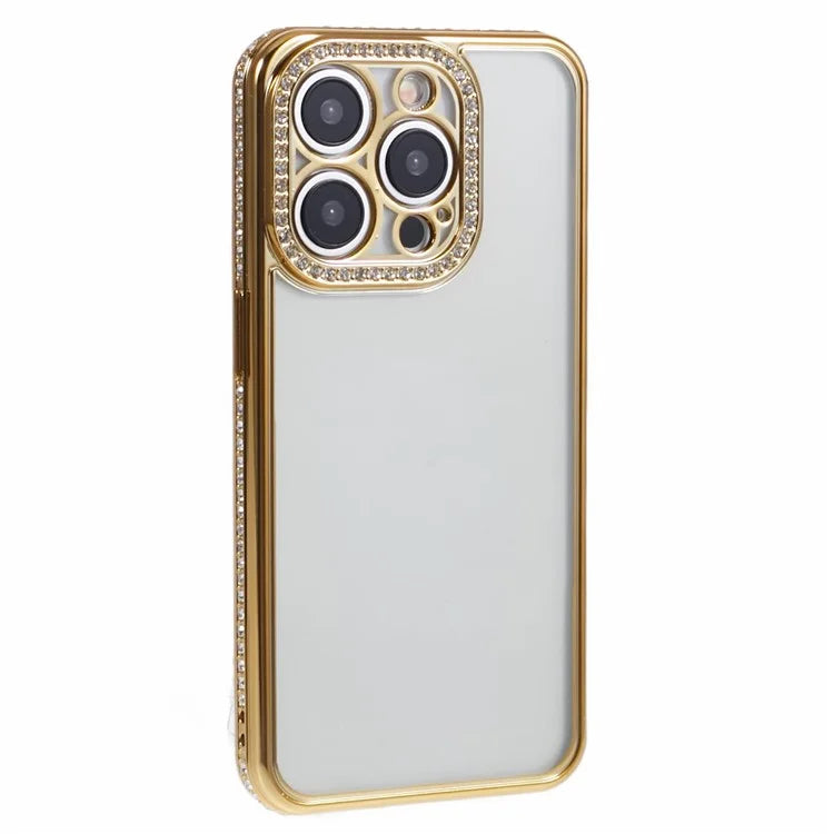For iPhone 15 Pro Max TPU Case Rhinestones Decor Protective Phone Cover