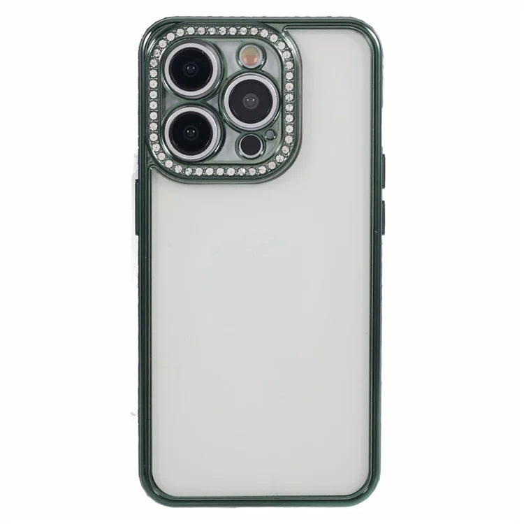 For iPhone 15 Pro Max TPU Case Rhinestones Decor Protective Phone Cover