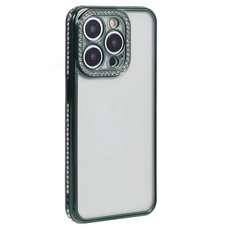 For iPhone 15 Pro Max TPU Case Rhinestones Decor Protective Phone Cover