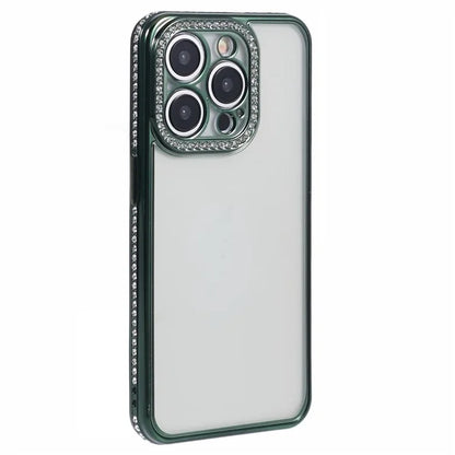 For iPhone 15 Pro Max TPU Case Rhinestones Decor Protective Phone Cover