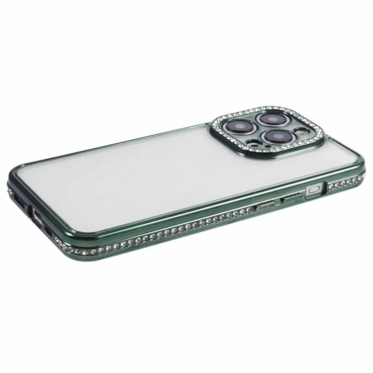 For iPhone 15 Pro Max TPU Case Rhinestones Decor Protective Phone Cover