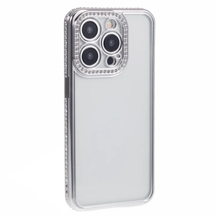 For iPhone 15 Pro Max TPU Case Rhinestones Decor Protective Phone Cover