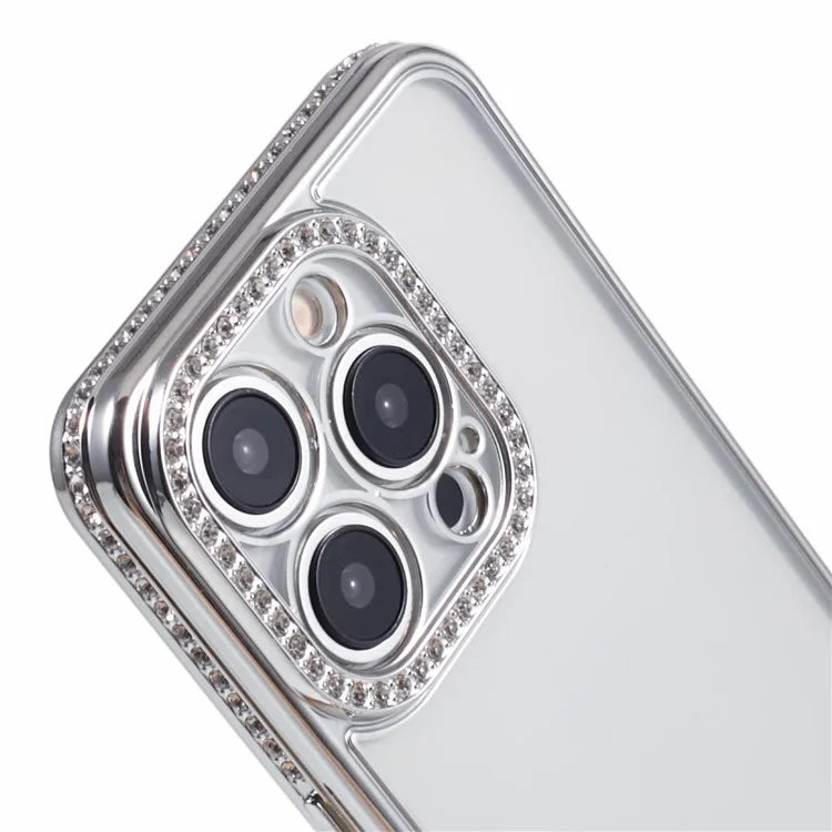 For iPhone 15 Pro Max TPU Case Rhinestones Decor Protective Phone Cover
