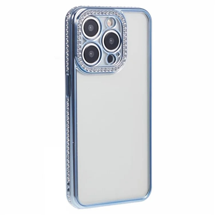 For iPhone 15 Pro Max TPU Case Rhinestones Decor Protective Phone Cover