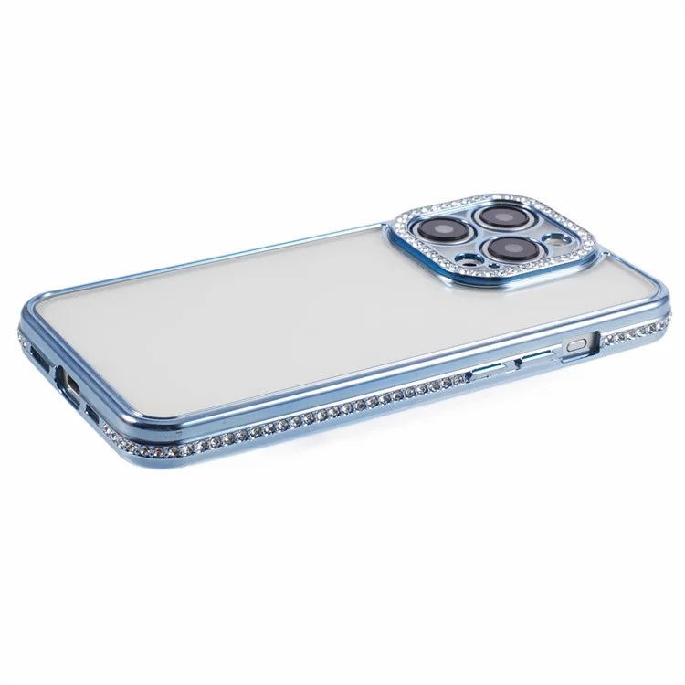 For iPhone 15 Pro Max TPU Case Rhinestones Decor Protective Phone Cover
