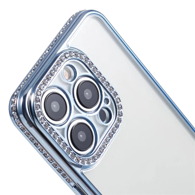 For iPhone 15 Pro Max TPU Case Rhinestones Decor Protective Phone Cover