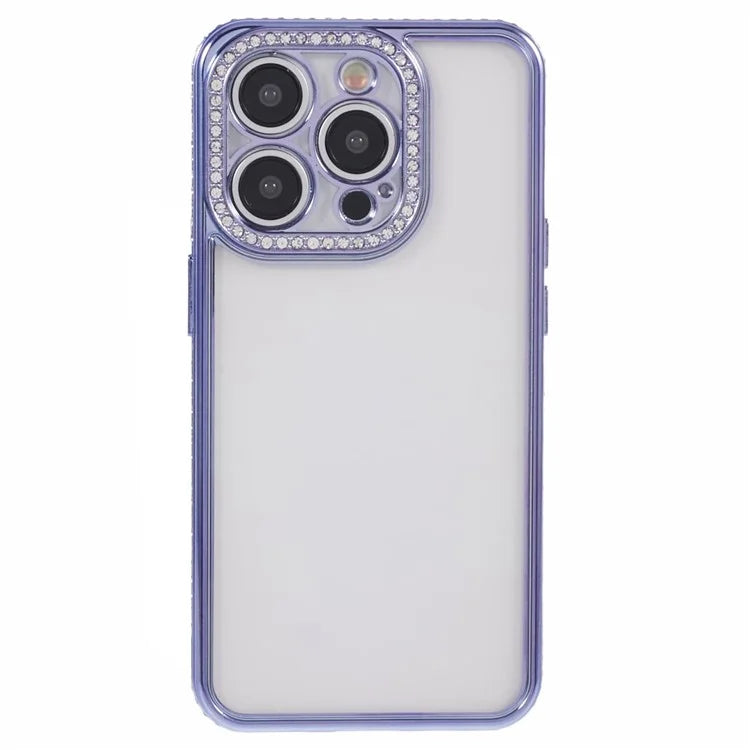 For iPhone 15 Pro Max TPU Case Rhinestones Decor Protective Phone Cover