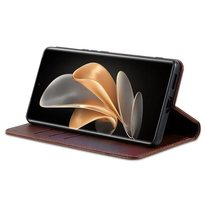 AZNS For Xiaomi 14 Ultra Leather Case Cowhide Texture Stand Wallet Phone Cover