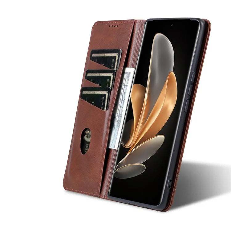 AZNS For Xiaomi 14 Ultra Leather Case Cowhide Texture Stand Wallet Phone Cover