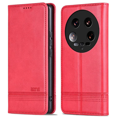 AZNS For Xiaomi 14 Ultra Leather Case Cowhide Texture Stand Wallet Phone Cover