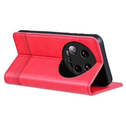 AZNS For Xiaomi 14 Ultra Leather Case Cowhide Texture Stand Wallet Phone Cover