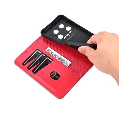 AZNS For Xiaomi 14 Ultra Leather Case Cowhide Texture Stand Wallet Phone Cover