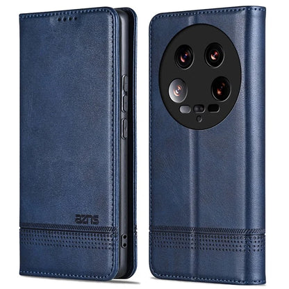 AZNS For Xiaomi 14 Ultra Leather Case Cowhide Texture Stand Wallet Phone Cover