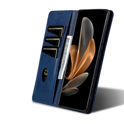 AZNS For Xiaomi 14 Ultra Leather Case Cowhide Texture Stand Wallet Phone Cover