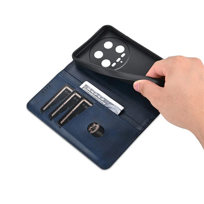 AZNS For Xiaomi 14 Ultra Leather Case Cowhide Texture Stand Wallet Phone Cover