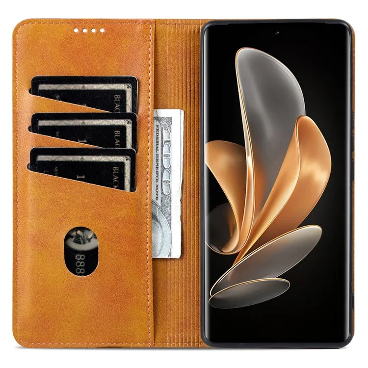AZNS For Xiaomi 14 Ultra Leather Case Cowhide Texture Stand Wallet Phone Cover