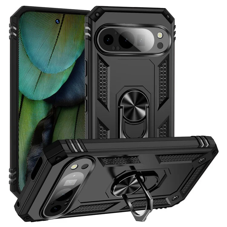 For Google Pixel 9 / Pixel 9 Pro Case Scratch-Proof PC+TPU Kickstand Phone Cover