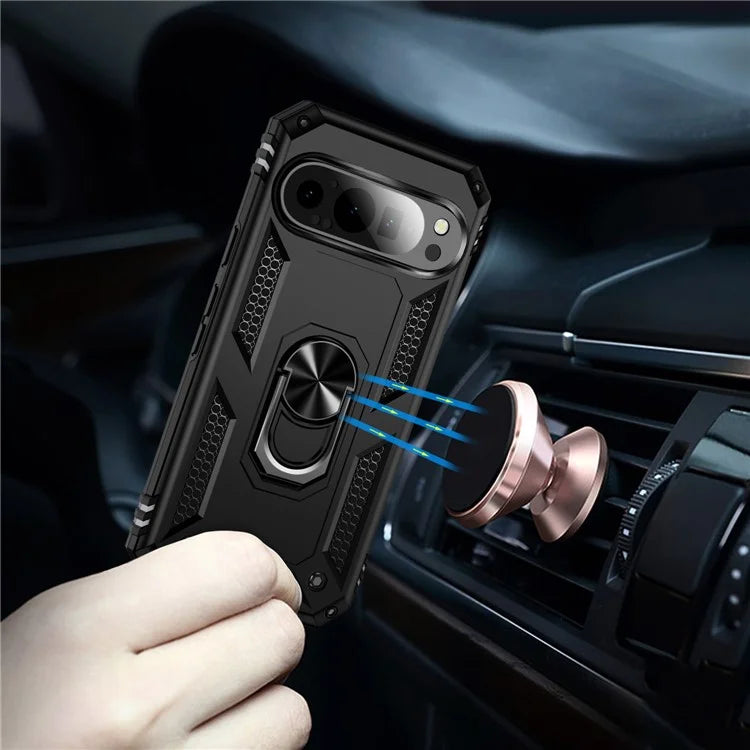 For Google Pixel 9 / Pixel 9 Pro Case Scratch-Proof PC+TPU Kickstand Phone Cover