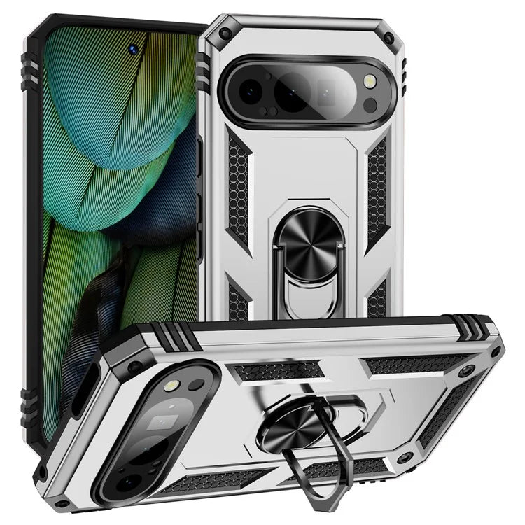 For Google Pixel 9 / Pixel 9 Pro Case Scratch-Proof PC+TPU Kickstand Phone Cover