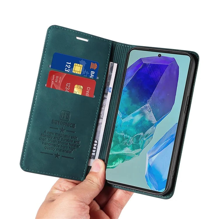 BETOPNICE 003 For Samsung Galaxy M55 5G / C55 5G / F55 5G Case Magnetic Closing Leather Cover RFID Blocking Wallet