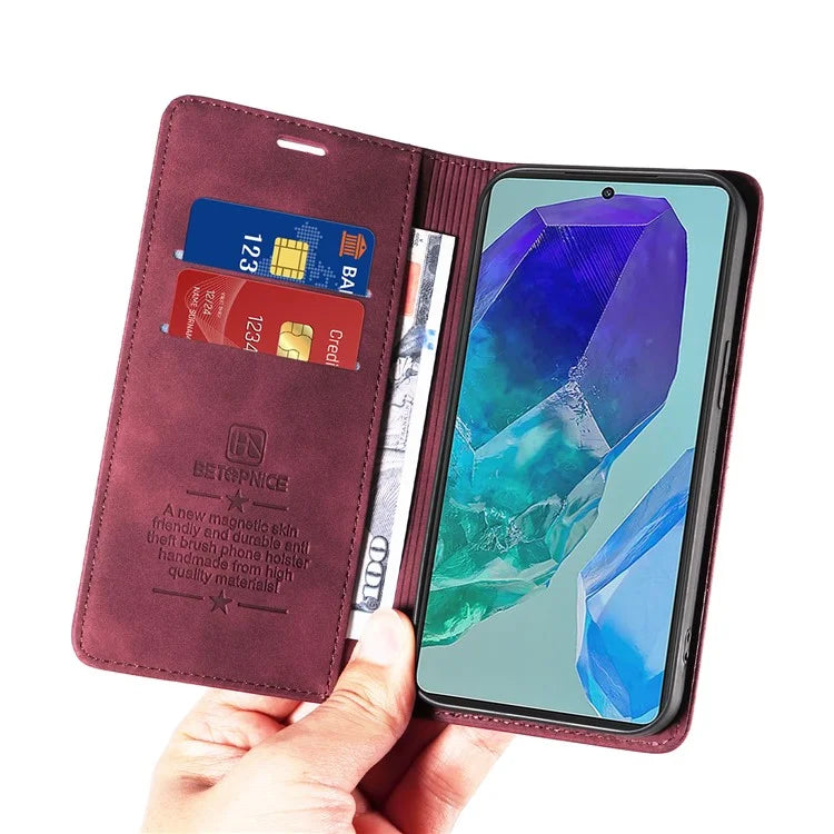 BETOPNICE 003 For Samsung Galaxy M55 5G / C55 5G / F55 5G Case Magnetic Closing Leather Cover RFID Blocking Wallet