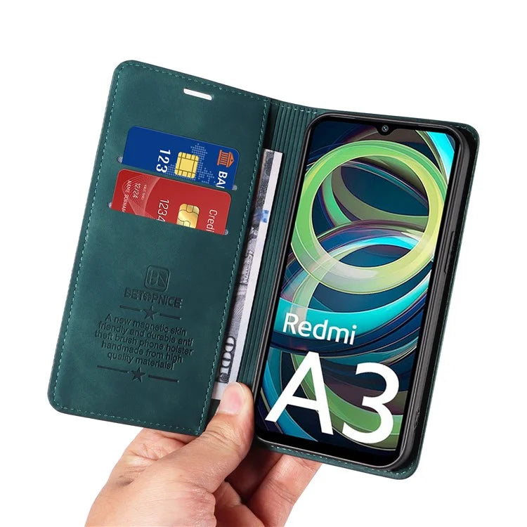 BETOPNICE 003 For Xiaomi Redmi A3 / Poco C61 4G Case RFID Blocking Wallet Leather+TPU Phone Protector
