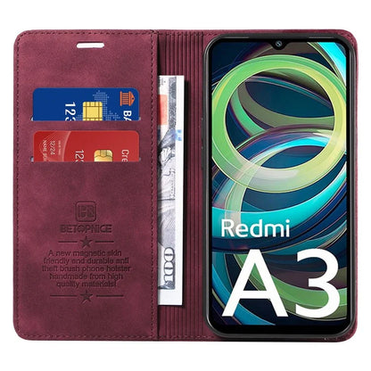 BETOPNICE 003 For Xiaomi Redmi A3 / Poco C61 4G Case RFID Blocking Wallet Leather+TPU Phone Protector