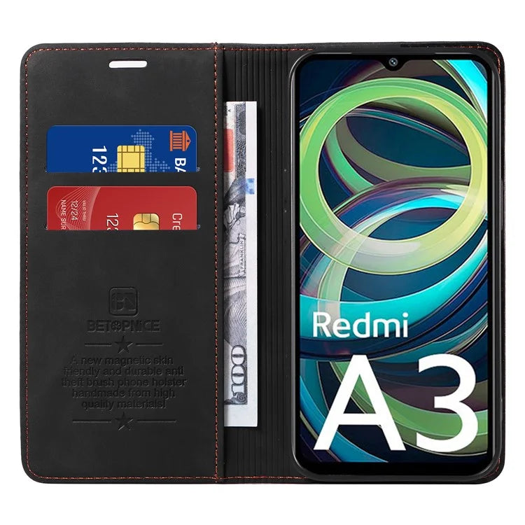 BETOPNICE 003 For Xiaomi Redmi A3 / Poco C61 4G Case RFID Blocking Wallet Leather+TPU Phone Protector