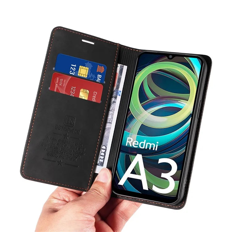 BETOPNICE 003 For Xiaomi Redmi A3 / Poco C61 4G Case RFID Blocking Wallet Leather+TPU Phone Protector