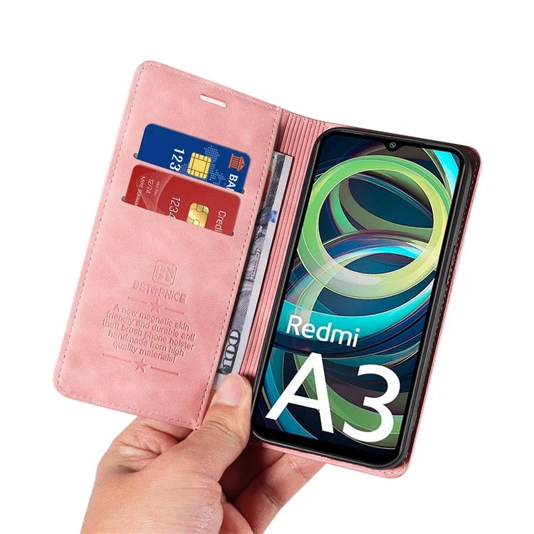 BETOPNICE 003 For Xiaomi Redmi A3 / Poco C61 4G Case RFID Blocking Wallet Leather+TPU Phone Protector