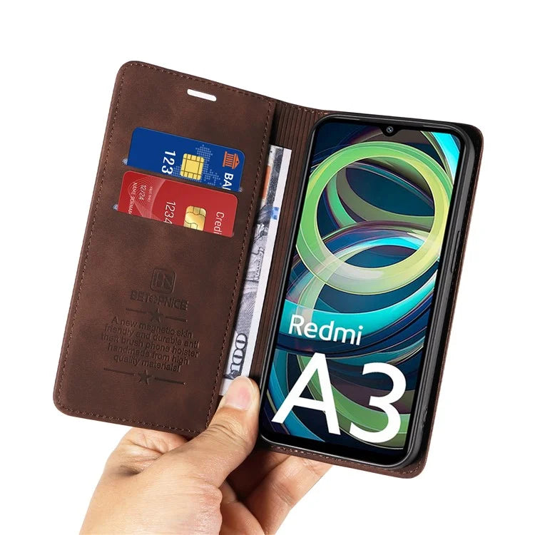 BETOPNICE 003 For Xiaomi Redmi A3 / Poco C61 4G Case RFID Blocking Wallet Leather+TPU Phone Protector