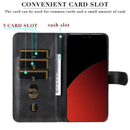 For Xiaomi Civi 4 Pro 5G / 14 Civi 5G Case Stand Calf Texture Anti-Dust Phone Cover with Zipper Pocket