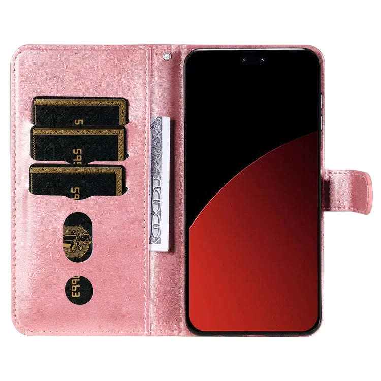For Xiaomi Civi 4 Pro 5G / 14 Civi 5G Case Stand Calf Texture Anti-Dust Phone Cover with Zipper Pocket