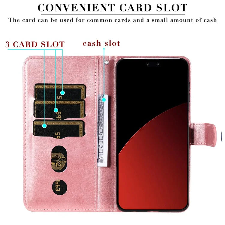 For Xiaomi Civi 4 Pro 5G / 14 Civi 5G Case Stand Calf Texture Anti-Dust Phone Cover with Zipper Pocket