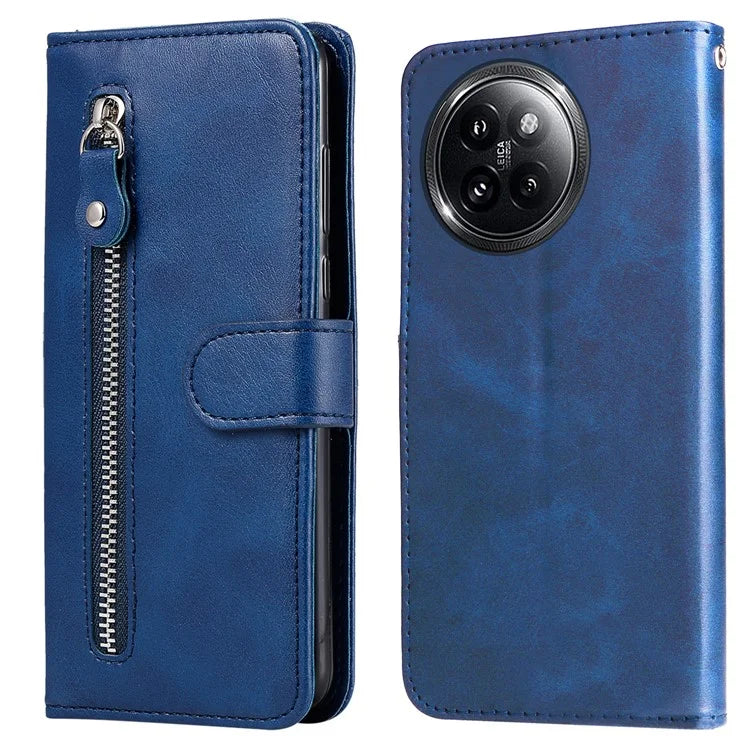 For Xiaomi Civi 4 Pro 5G / 14 Civi 5G Case Stand Calf Texture Anti-Dust Phone Cover with Zipper Pocket