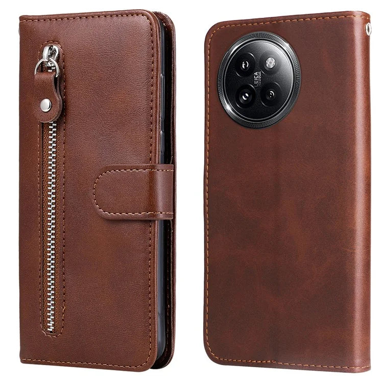 For Xiaomi Civi 4 Pro 5G / 14 Civi 5G Case Stand Calf Texture Anti-Dust Phone Cover with Zipper Pocket
