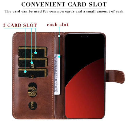 For Xiaomi Civi 4 Pro 5G / 14 Civi 5G Case Stand Calf Texture Anti-Dust Phone Cover with Zipper Pocket