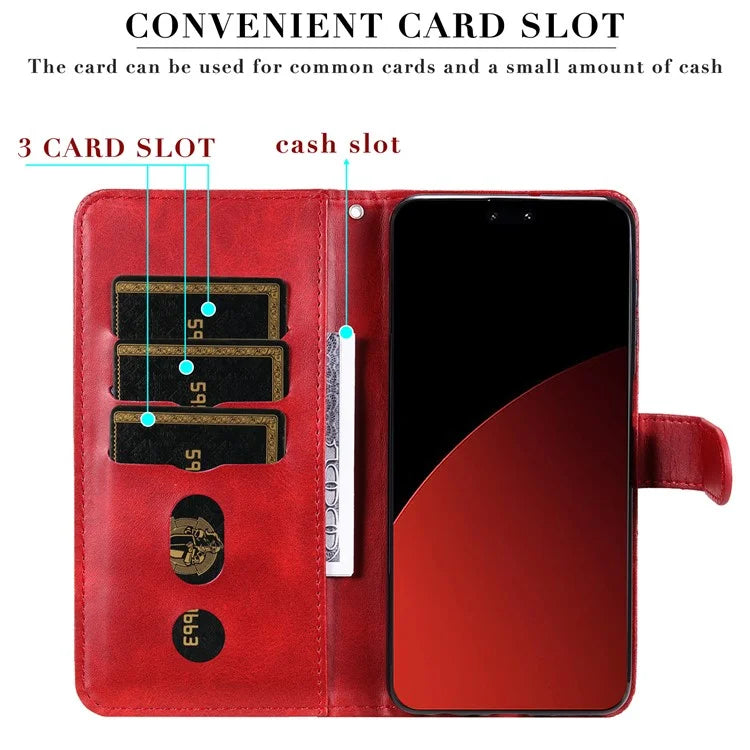 For Xiaomi Civi 4 Pro 5G / 14 Civi 5G Case Stand Calf Texture Anti-Dust Phone Cover with Zipper Pocket