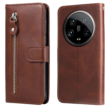 For Xiaomi 14 Ultra Case Calf Texture Zipper Wallet PU Leather Protective Phone Cover
