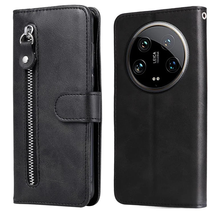 For Xiaomi 14 Ultra Case Calf Texture Zipper Wallet PU Leather Protective Phone Cover