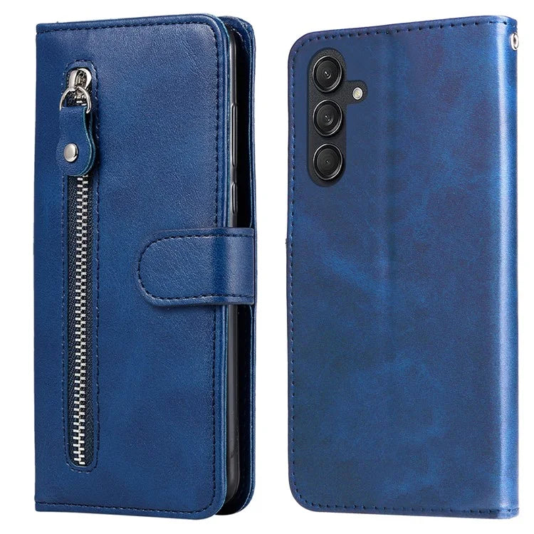 For Samsung Galaxy M55 5G / C55 5G / F55 5G Case Calf Texture Zipper Pocket Wallet Mobile Phone Cover