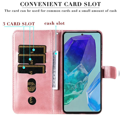 For Samsung Galaxy M55 5G / C55 5G / F55 5G Case Calf Texture Zipper Pocket Wallet Mobile Phone Cover