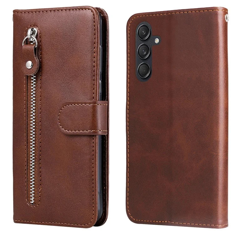 For Samsung Galaxy M55 5G / C55 5G / F55 5G Case Calf Texture Zipper Pocket Wallet Mobile Phone Cover