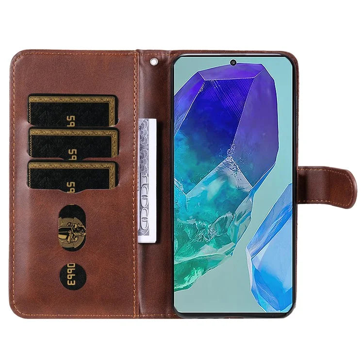 For Samsung Galaxy M55 5G / C55 5G / F55 5G Case Calf Texture Zipper Pocket Wallet Mobile Phone Cover