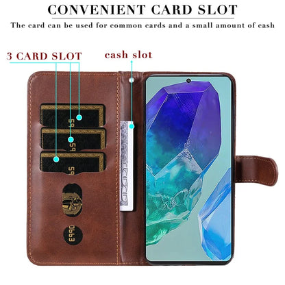 For Samsung Galaxy M55 5G / C55 5G / F55 5G Case Calf Texture Zipper Pocket Wallet Mobile Phone Cover