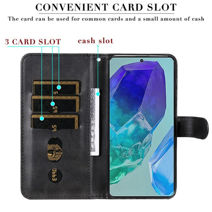 For Samsung Galaxy M55 5G / C55 5G / F55 5G Case Calf Texture Zipper Pocket Wallet Mobile Phone Cover