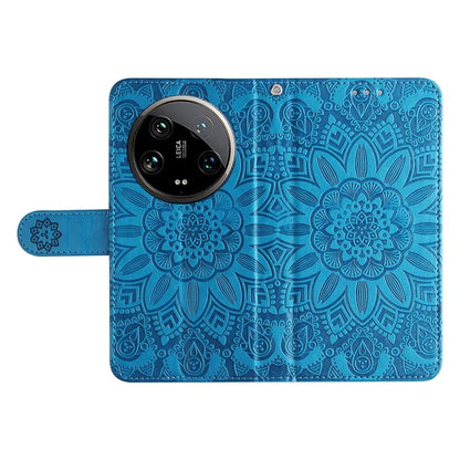 For Xiaomi 14 Ultra Case Imprinted PU Leather Stand Phone Cover with Wrist Strap